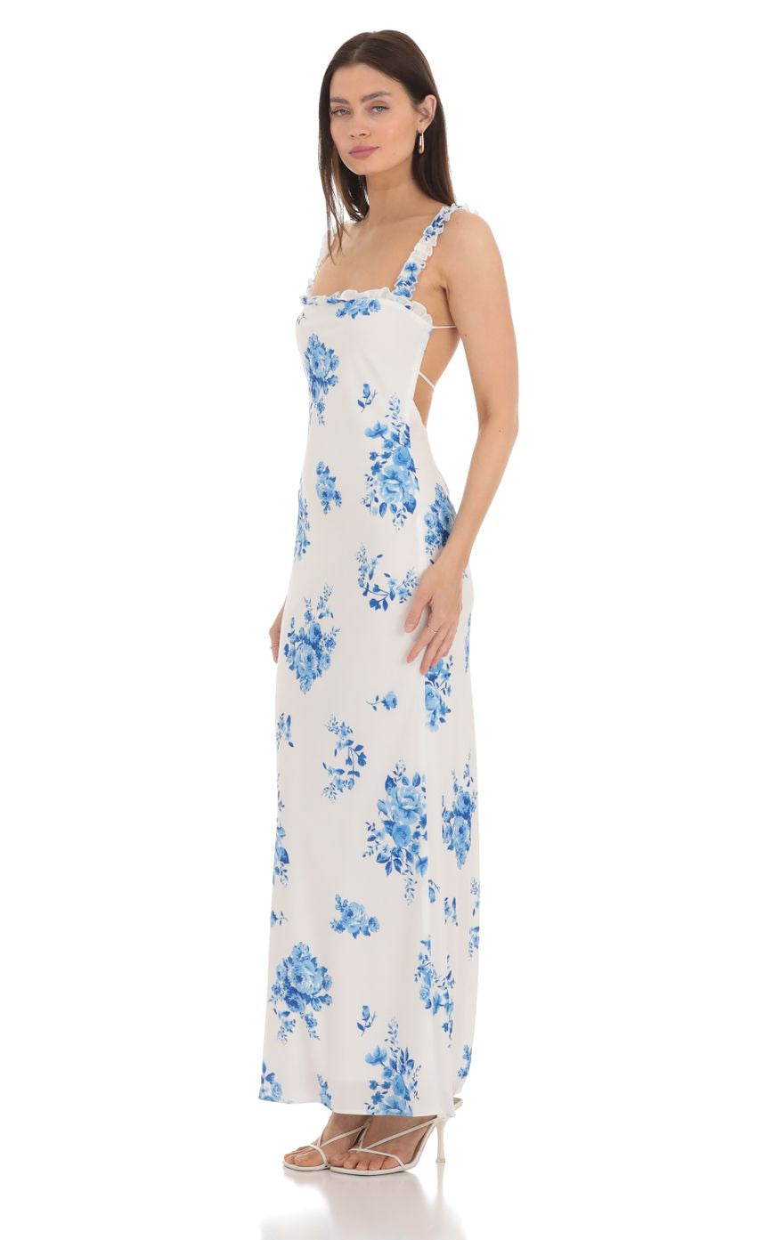 Lucy in the Sky Square Neck Ruffle Strap Maxi Dress