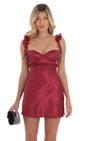 Lucy in the Sky Satin Ruffle Strap Dress