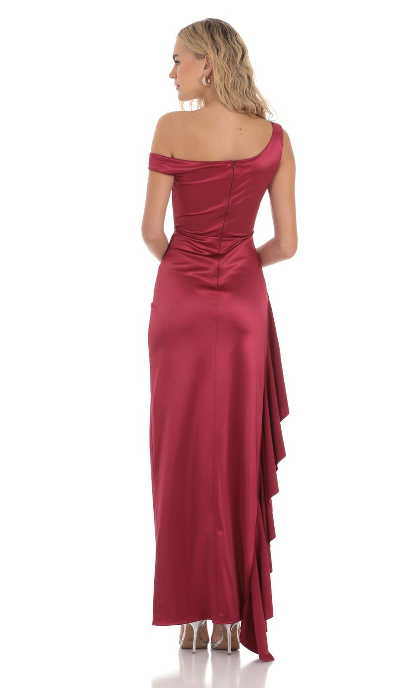 Lucy in the Sky Satin Off Shoulder Maxi Dress