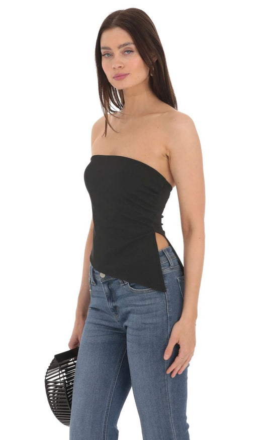 Lucy in the Sky Strapless Side Slit Top