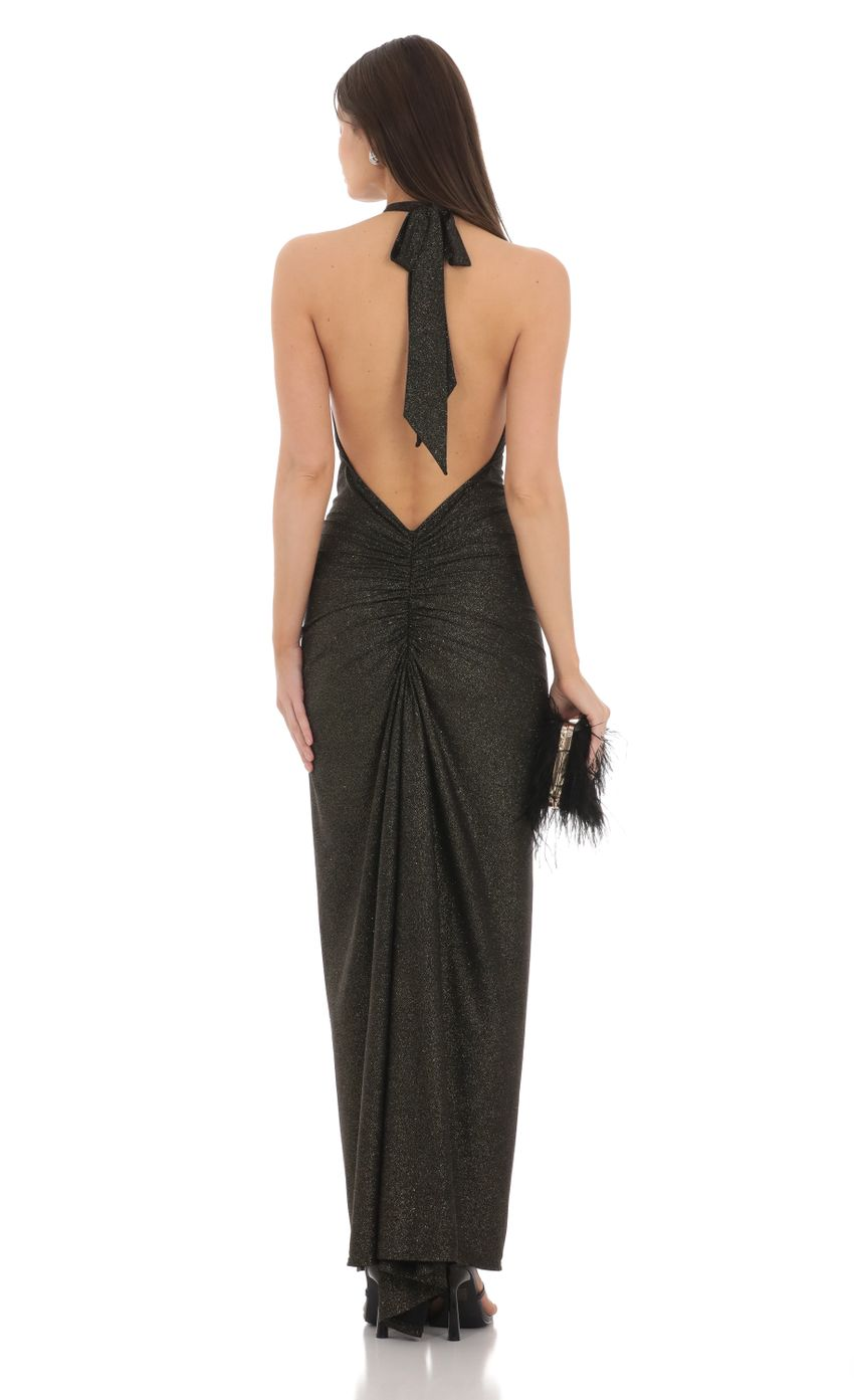 Lucy in the Sky Shimmer Open Back Halter Bodycon Dress