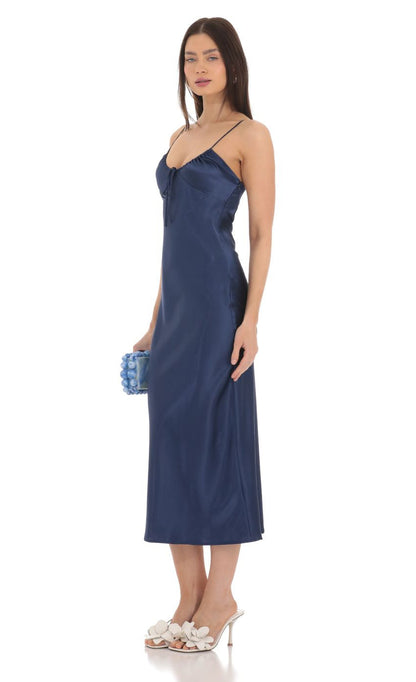 Lucy in the Sky Satin Open Back Midi Dress