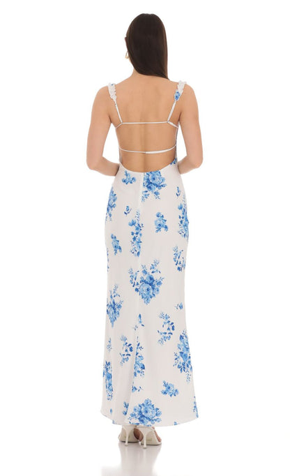Lucy in the Sky Square Neck Ruffle Strap Maxi Dress