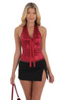 Lucy in the Sky Satin Plunge Neck Top