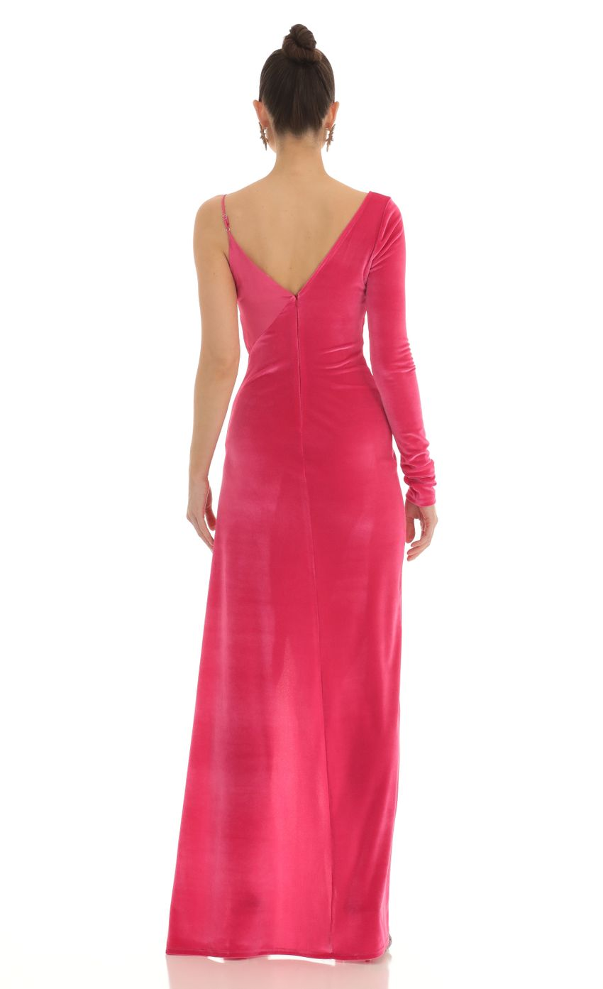 Lucy in the Sky Tomia Asymmetrical Velvet Maxi Dress
