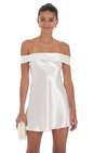 Lucy in the Sky Satin Off Shoulder Dress