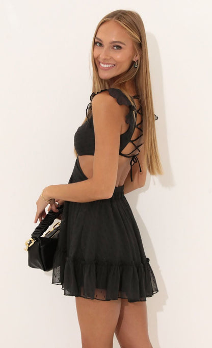 Lucy in the Sky Chiffon Striped Foil Ruffle Dress