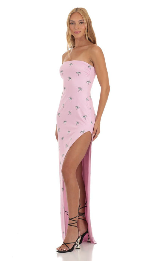 Lucy in the Sky Satin Strapless Maxi Dress