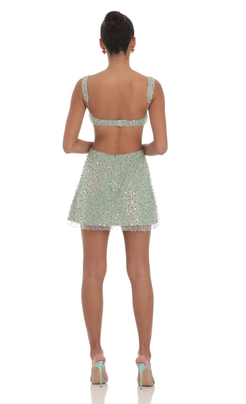 Lucy in the Sky Sequin Pearl Cutout Dress