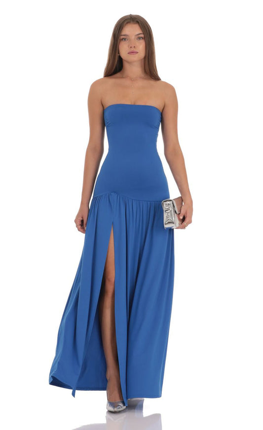 Lucy in the Sky Strapless Drop Waist Maxi Dress