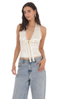 Lucy in the Sky Satin Plunge Neck Top