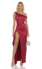 Lucy in the Sky Satin Off Shoulder Maxi Dress