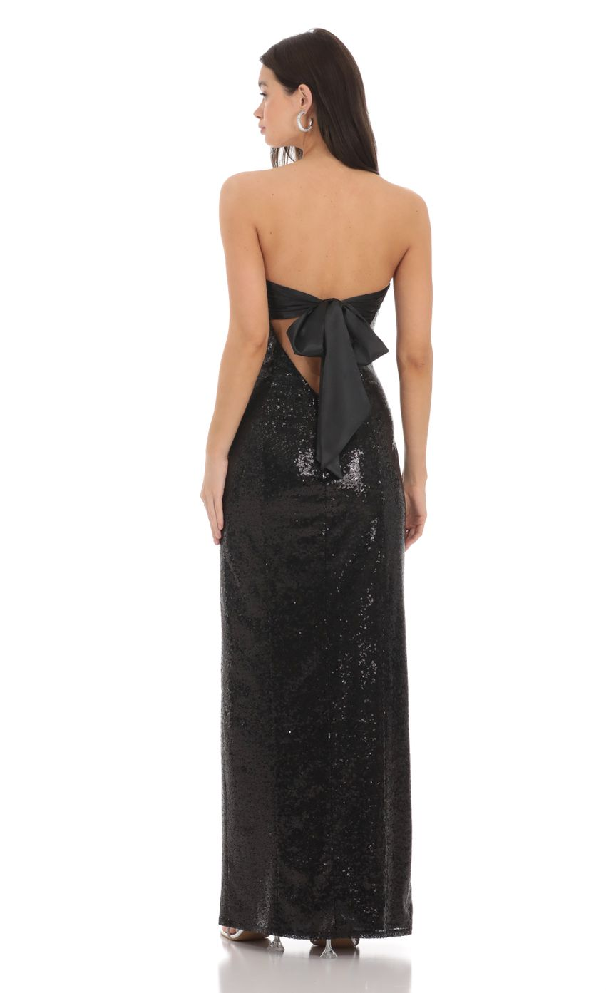 Lucy in the Sky Sequin Satin Back Tie Maxi Dress