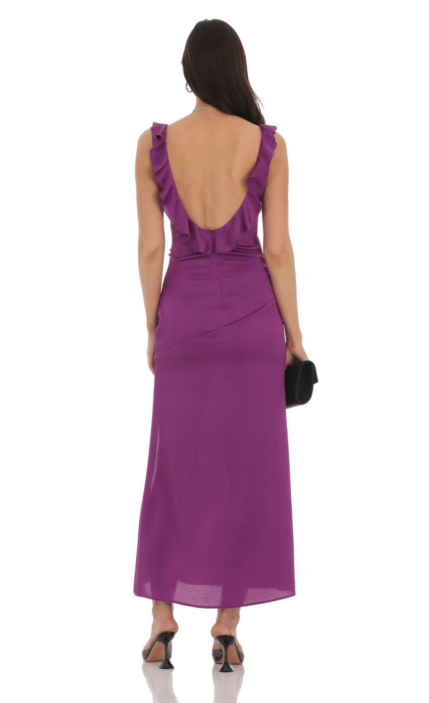 Lucy in the Sky Satin V-Neck Open Back Maxi Dress