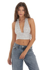Lucy in the Sky Sequin Halter Top in Silver