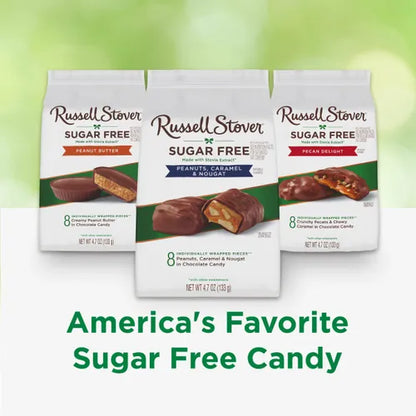 Russell Stover Chocolates Sugar Free Peanut Caramel and Nougat Mini Chocolate Candies, 4.7 oz bag
