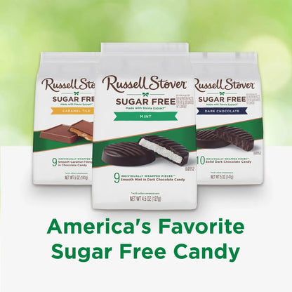 Russell Stover Chocolates Sugar Free Dark Chocolate Mint Patties Mini Candies, 4.5 oz bag