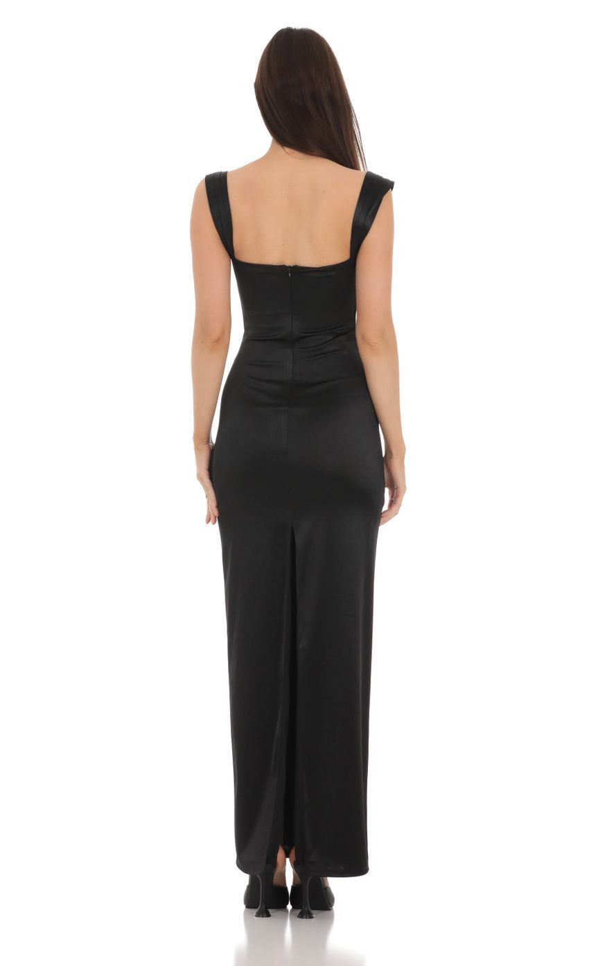 Lucy in the Sky Satin Lace Maxi Dress