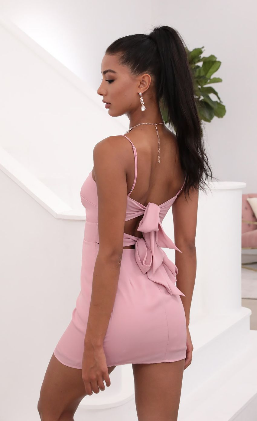 Lucy in the Sky Evelyn Front Twist Chiffon Dress in Pink