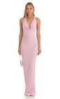 Lucy in the Sky Gathered Back Halter BodyCon Maxi Dress in Pink