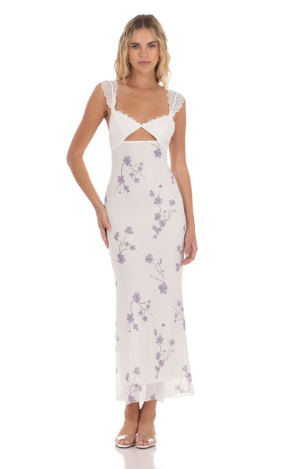 Lucy in the Sky Lace Cutout Floral Maxi Dress