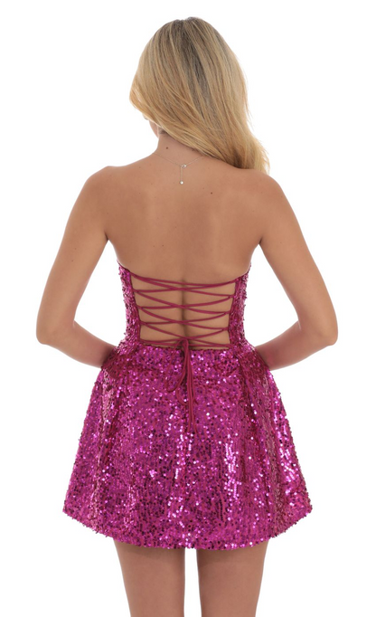 Lucy in the Sky Sequin Strapless Fit and Flare Dress