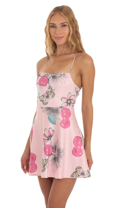 Lucy In The Sky Butterfly Mini Dress in Pink