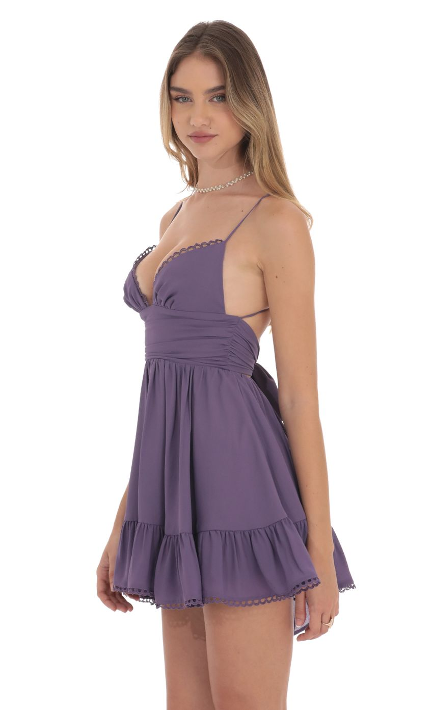 Lucy in the Sky Chiffon V-Neck A-line Dress in Purple