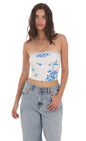 Lucy in the Sky Strapless Floral Top in White