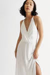 Tobi Bring Me Closer Halter High Slit Maxi Dress