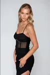 Tobi Gilded Glare Pleated Bustier Midi Dress
