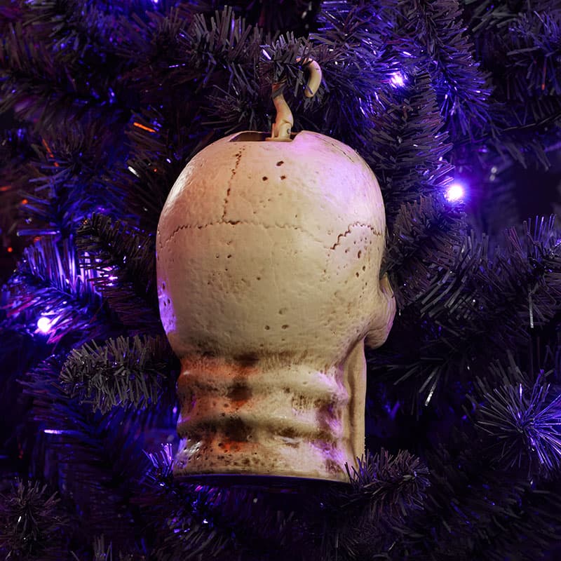 Cracker Barrel Blow Mold Flaming Skull Ornament