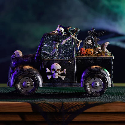 Cracker Barrel Skeleton Truck Glitter Globe