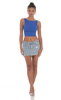 Lucy in the Sky Embroidered Open Back Top in Blue