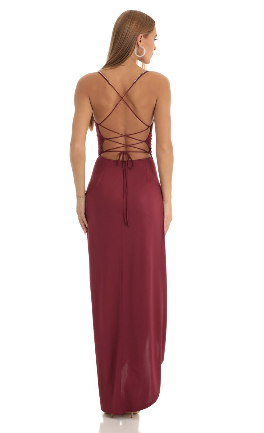 Lucy in the Sky Shimmer Asymmetrical Maxi Dress
