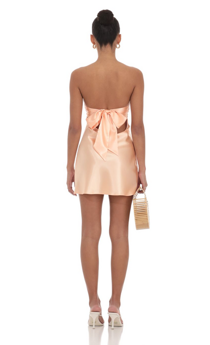 Lucy in the Sky Satin Strapless Twist Cutout Dress