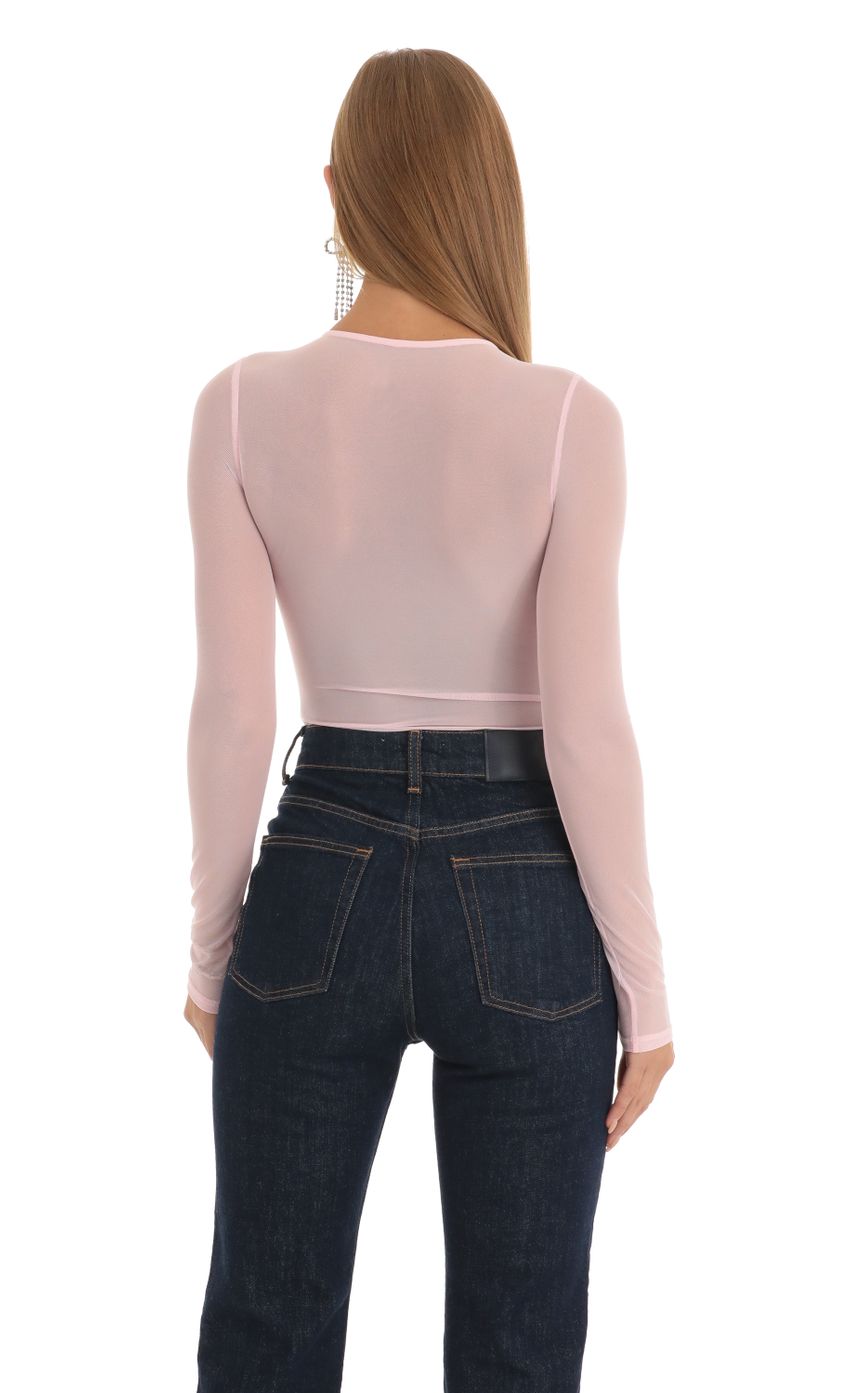 Lucy in the Sky Mesh Bodysuit in Pink