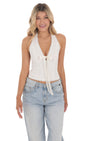 Lucy in the Sky Satin Plunge Neck Top