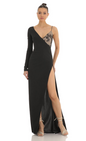 Lucy in the Sky Tomia Asymmetrical Velvet Maxi Dress