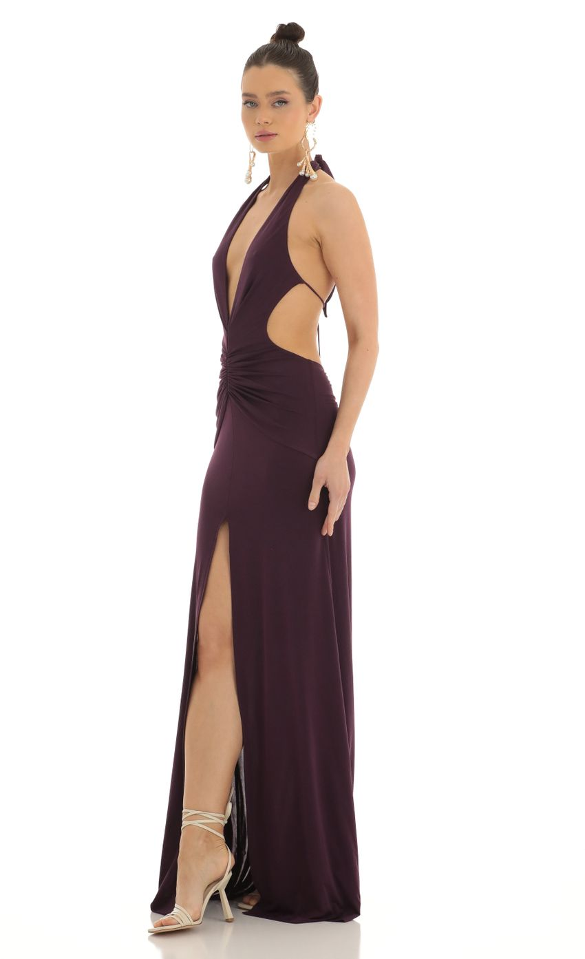 Lucy in the Sky Shimmer Front Slit Open Back Maxi Dress