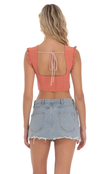 Lucy in the Sky Two Toned Ruffle Top in Orange