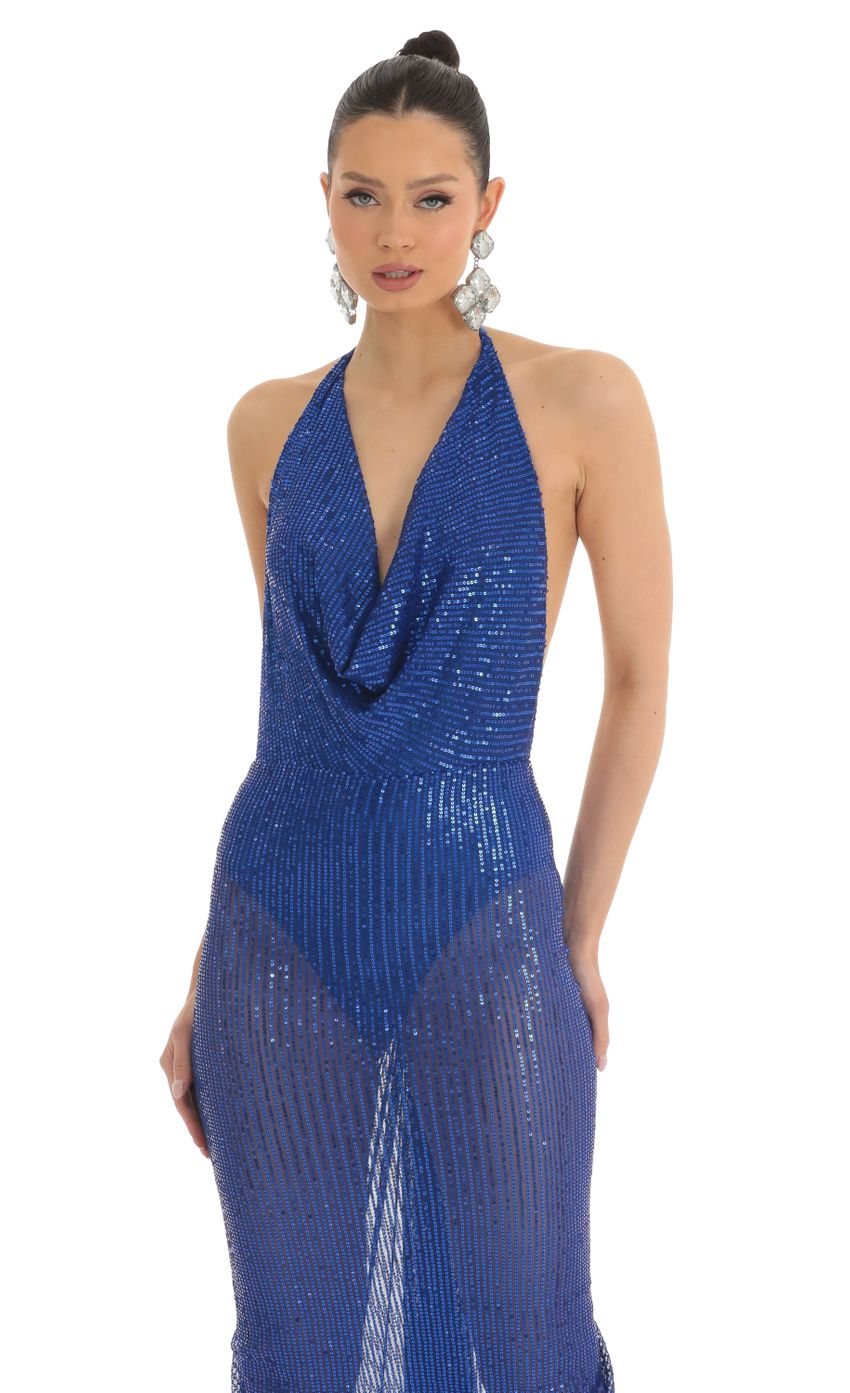 Lucy in the Sky Shimmer Open Back Halter Bodycon Dress