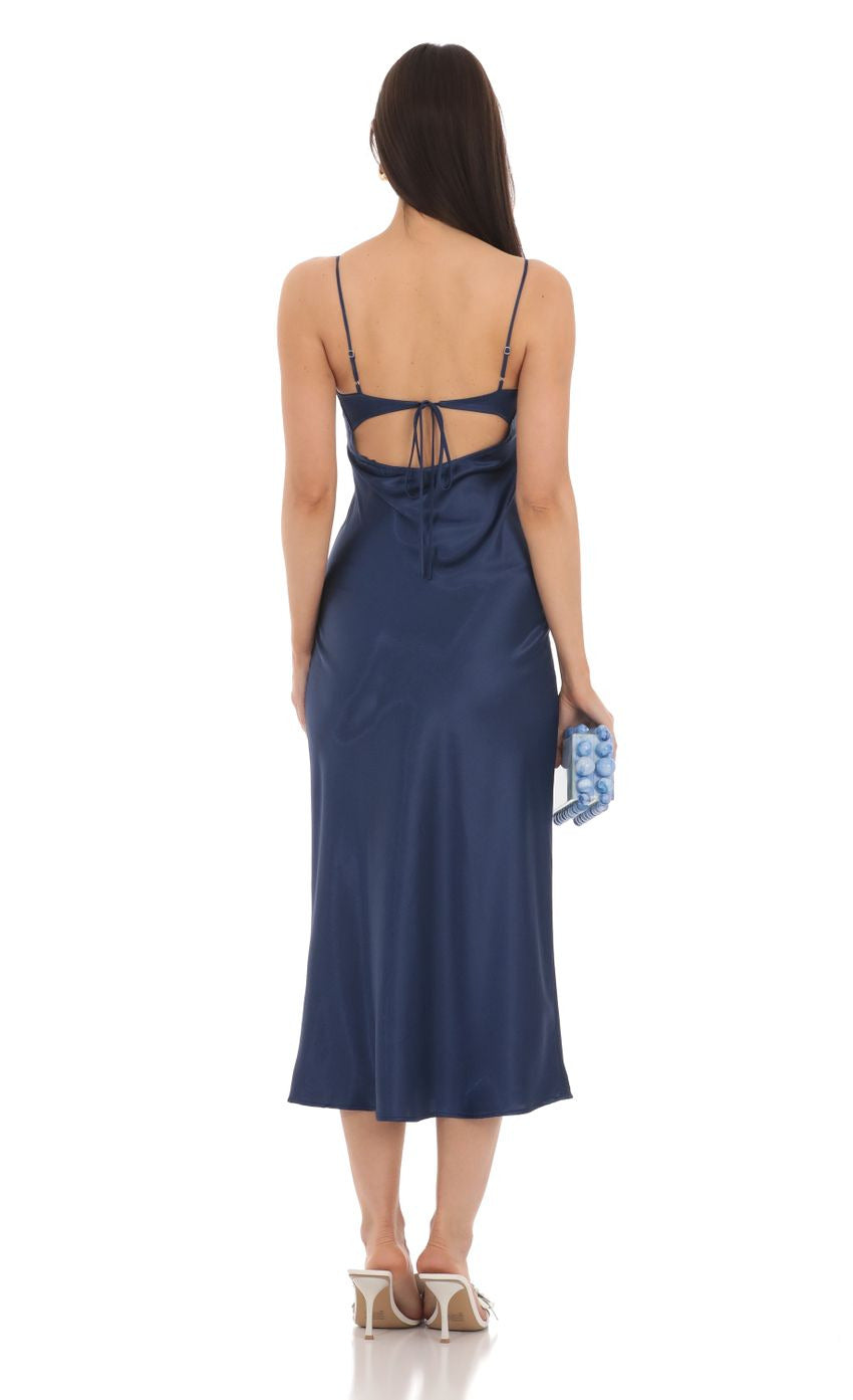 Lucy in the Sky Satin Open Back Midi Dress