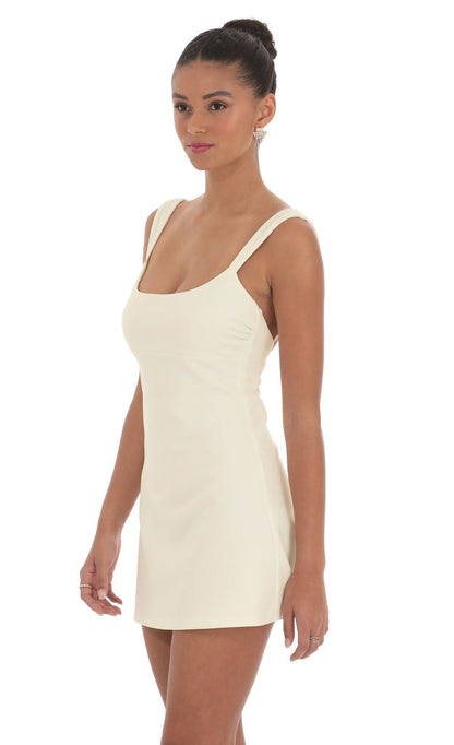 Lucy In The Sky Wide Strap Flare Dress in Ivory