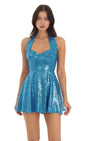 Lucy in the Sky Sequin Halter Fit and Flare Dress