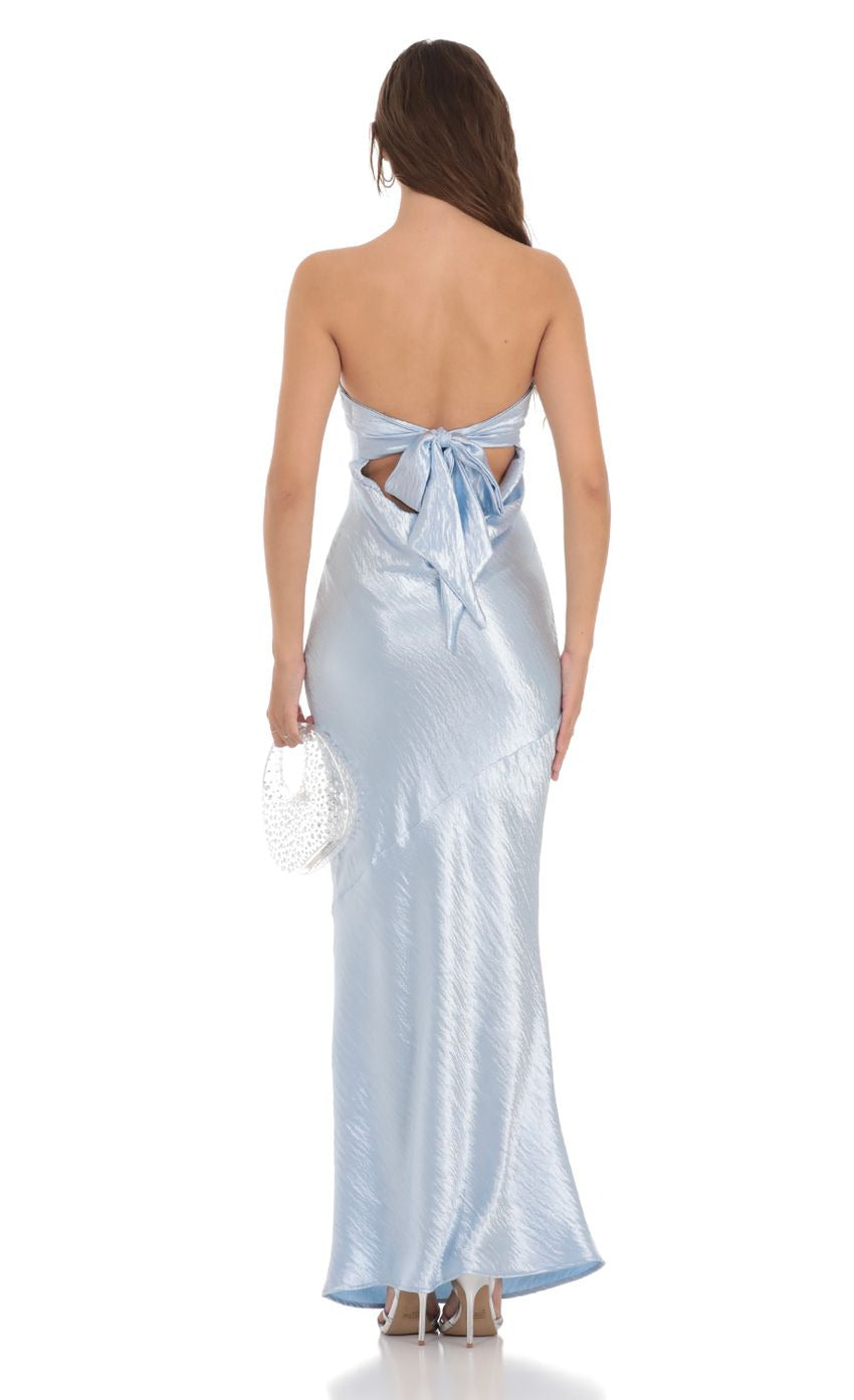Lucy in the Sky Strapless Satin Open Back Maxi Dress