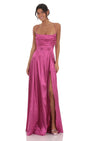 Lucy in the Sky Satin Floral Maxi Dress in Magenta