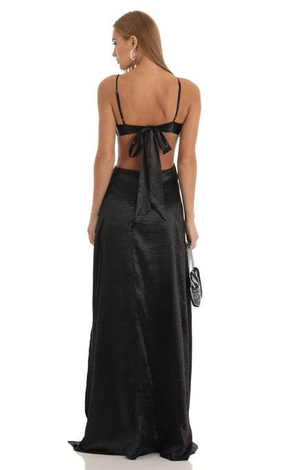 Lucy in the Sky Satin Cutout Maxi Dress