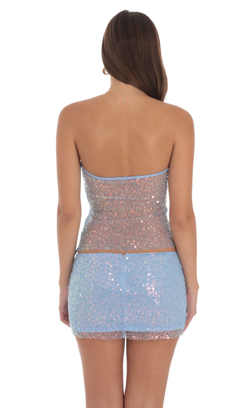 Lucy in the Sky Sequin Beaded Two Piece Set in Blue