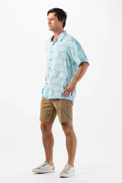 Tiare Hawaii Aloha Shirt - Palm Dusty Blue